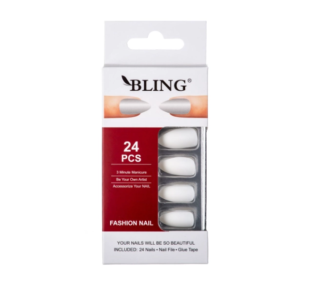 E-shop Umelé nechty, BLING Fashion Nail Tips (24 ks) - biele, matné