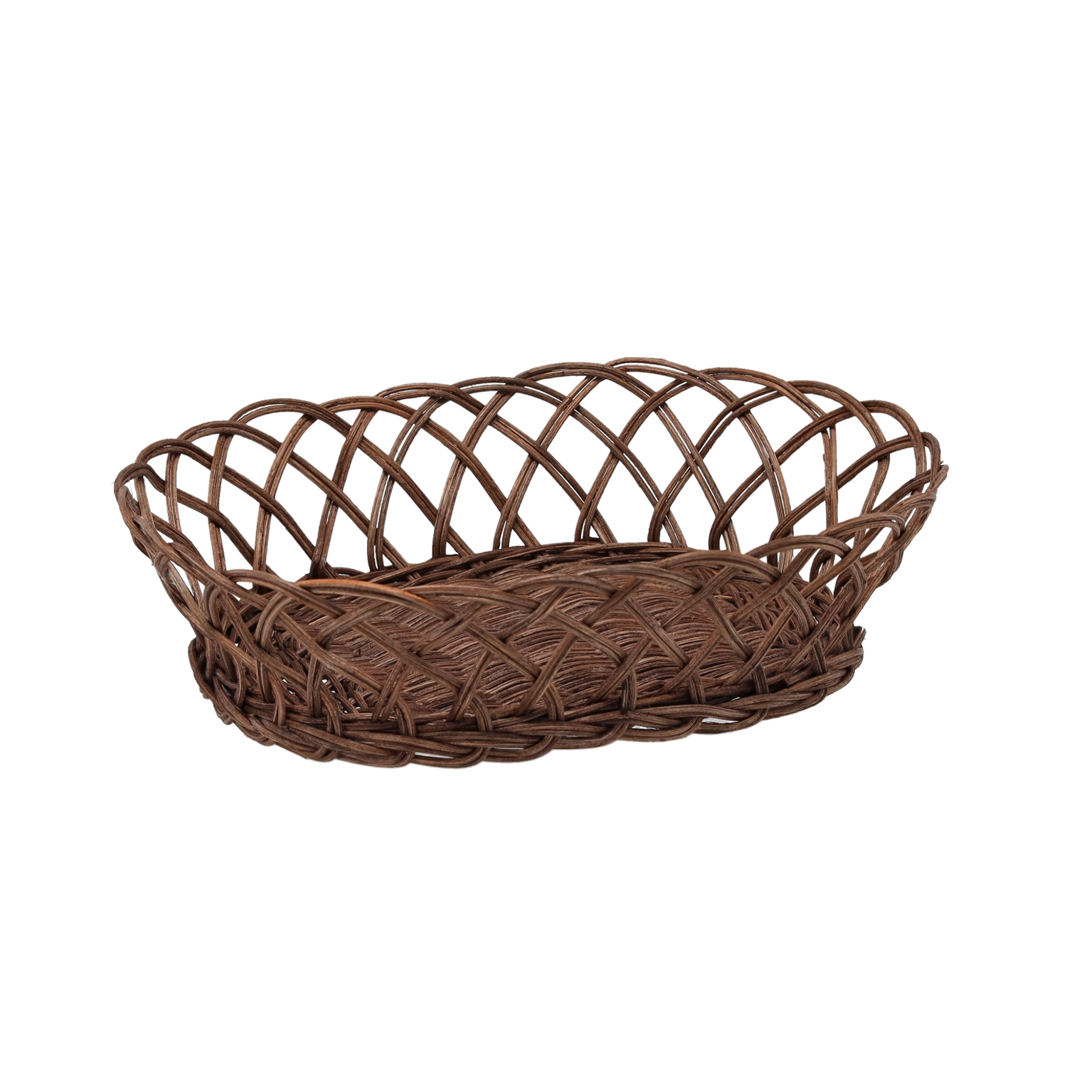 E-shop Oválny ratanový košík 27 × 21 × 7 cm v čokoládovej farbe