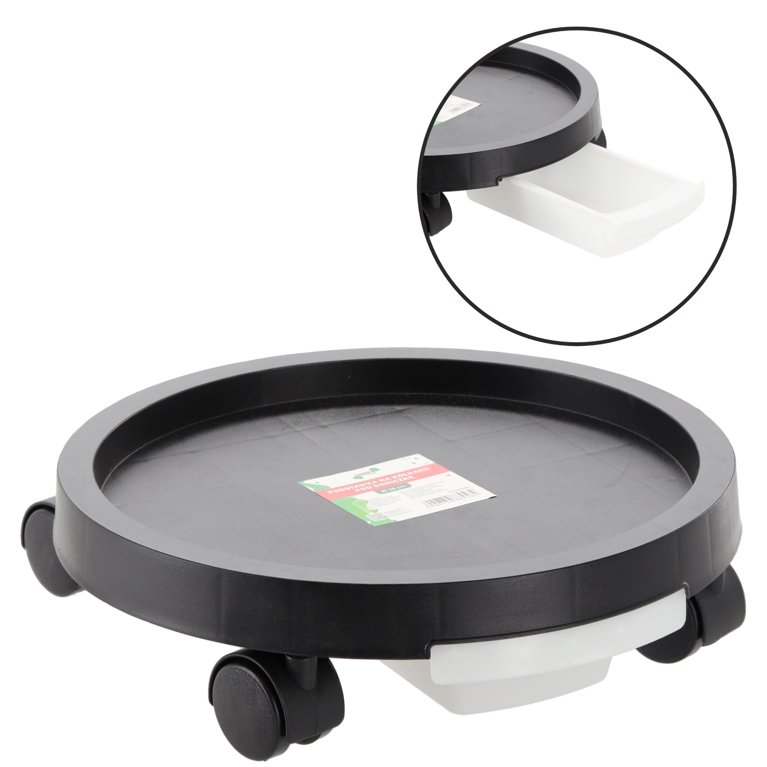 E-shop Okrúhly pojazdný podstavec pod kvetináč 40 cm s odkvapovou miskou