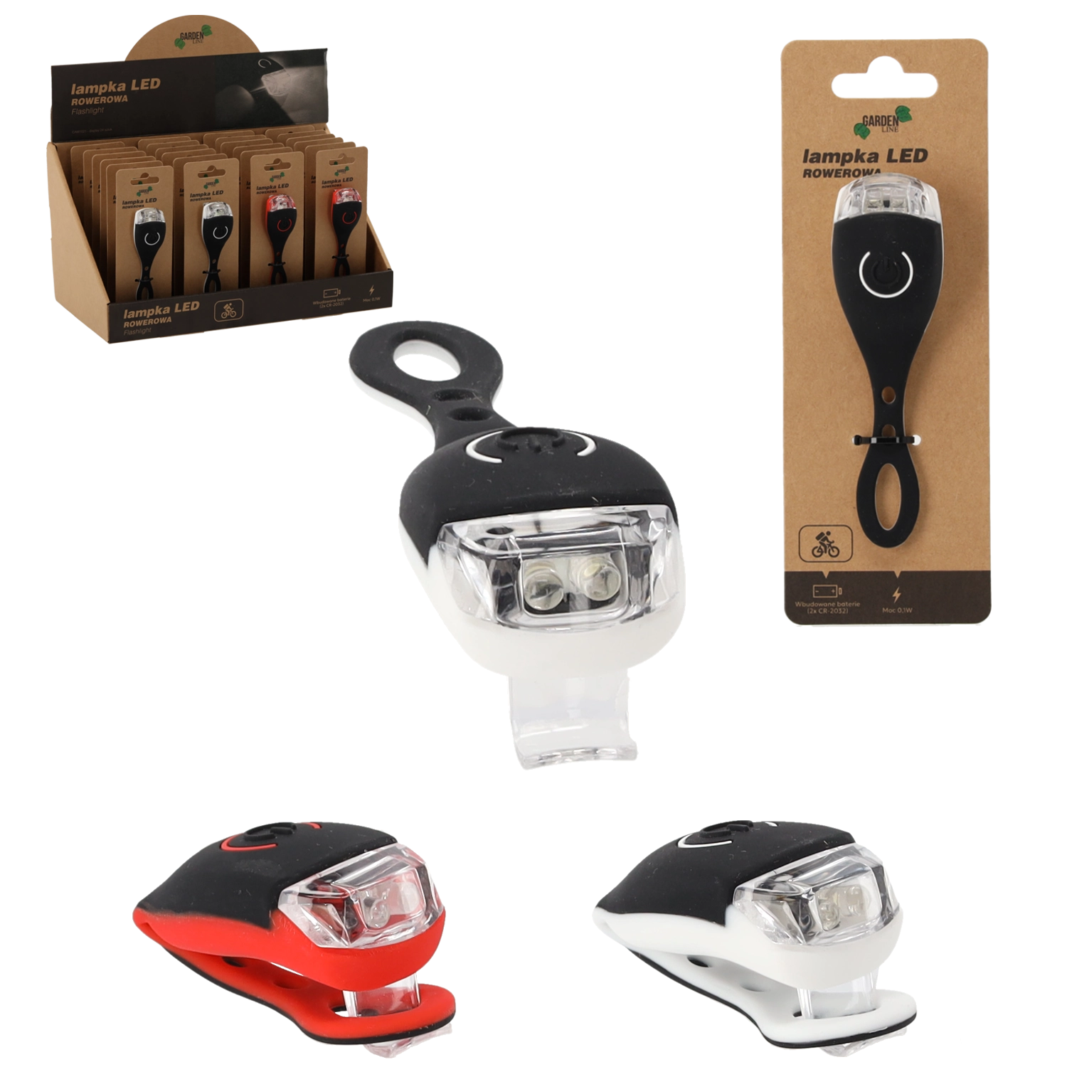 E-shop Klipové LED svetlá na bicykel biele a červené