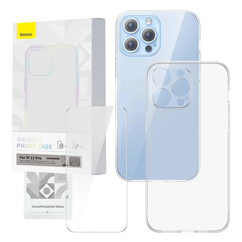 E-shop Púzdro Baseus Transparent Case and Tempered Glass set Corning iPhone 13 Pro