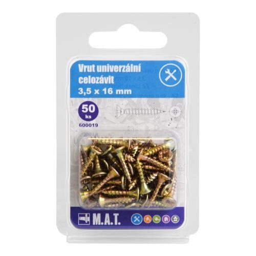 E-shop Univerzálne skrutky s plným závitom 3,5 × 16 mm, pozinkované, 50 ks