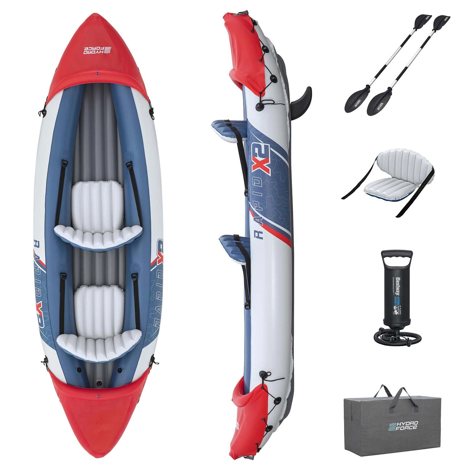 E-shop Nafukovací kajak HYDRO-FORCE Lite Rapid X2 pre 2 osoby 321 × 100 cm
