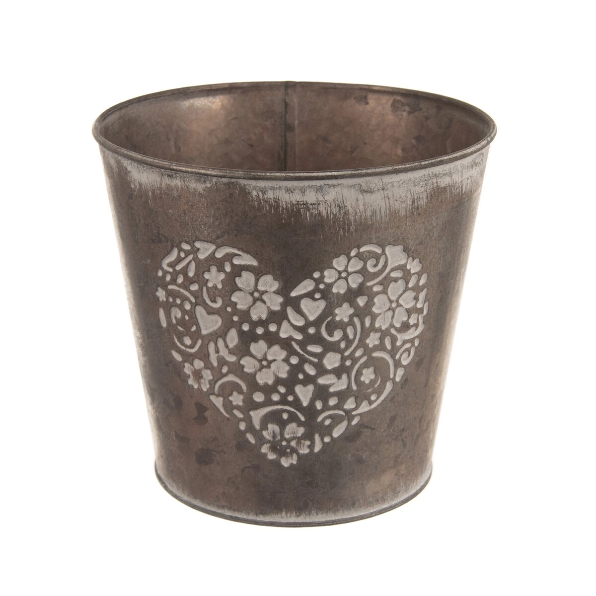 E-shop Dekoratívny plechový kvetináč Srdce hnedý 16 × 16 × 15 cm