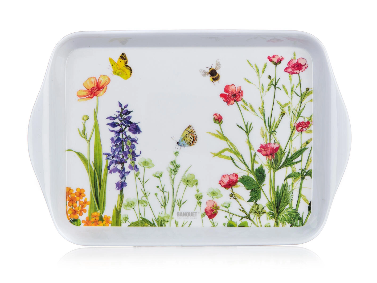 E-shop Melamínový táck Meadow 21 × 14 cm, biely