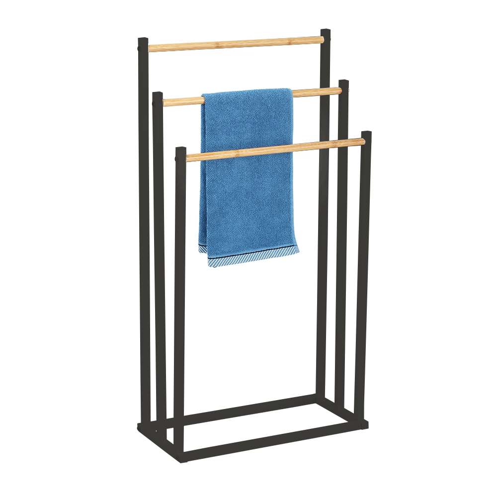 E-shop Trojitý stojan na uteráky čierny 45 × 22 × 85 cm