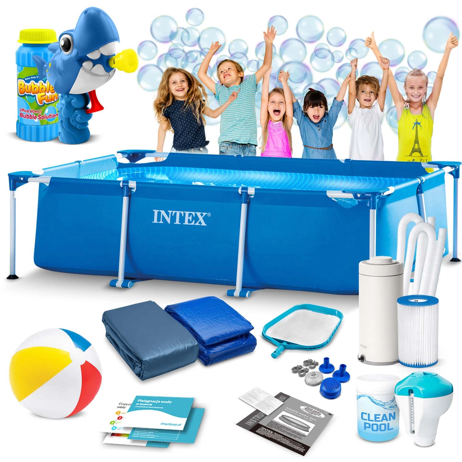 E-shop Záhradný rámový bazén 300 × 200 × 75 cm INTEX + fukár na bubliny zdarma