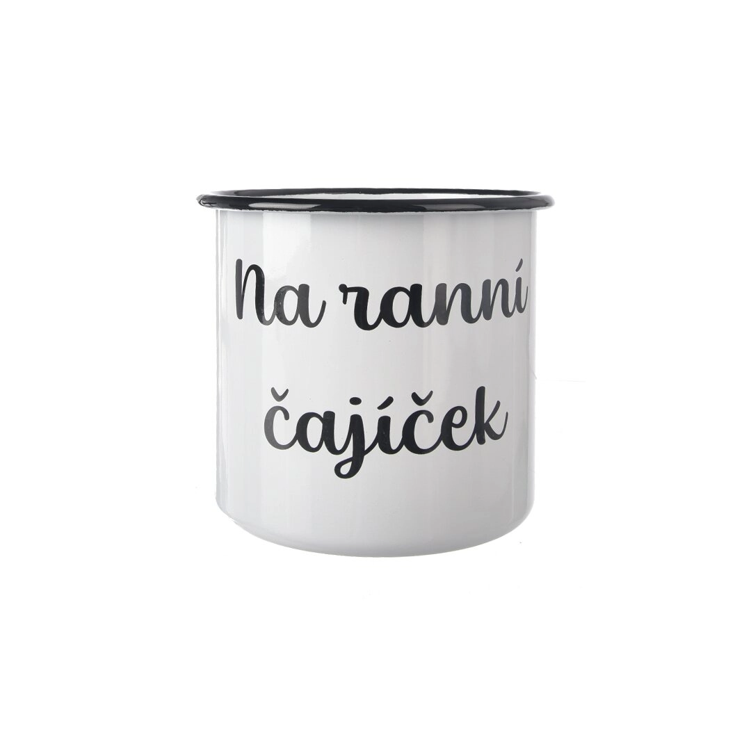 E-shop Smaltovaný hrnček Čajíček biely 1 l