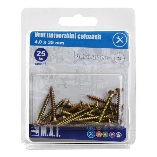 E-shop Univerzálny skrutka s celým závitom 4 × 35 mm, zinkovaný (25 ks)