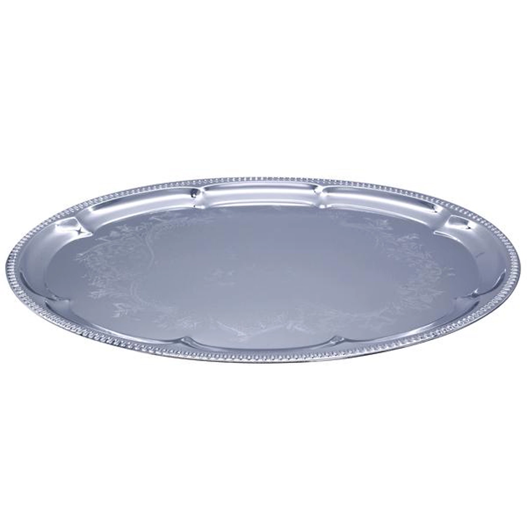E-shop Oválny chrómový podnos 40,6 × 29 cm
