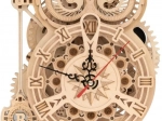 3D drevené mechanické puzzle Soví hodiny