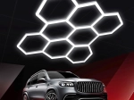 Hexagonálne LED panelové osvetlenie 257 × 244 cm, 280 W, 6500K – do garáže, dielne a domu