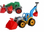 Plastový traktor – bager s lyžicou, zelený