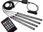 LED osvetlenie interiéru auta Pilot Light Bar 4×12 LED RGB s diaľkovým ovládaním
