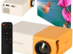 Mini projektor LED s TFT LCD, 24–60 palcov, HDMI/USB, podpora 1080p – bielo‑oranžový