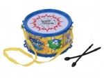 Plastový detský bubienok s popruhom a paličkami 16 × 9 cm