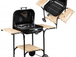 Veľký záhradný gril s nastaviteľným roštom a drevenými poličkami