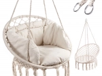 Závesné kreslo bocianie hniezdo s opierkou + vankúše