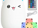 Detské LED nočné svetlo - mačka s diaľkovým ovládaním