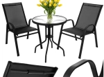 Balkónový bistro set GARDLOV – stolík a 2 stoličky, čierny