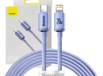 Baseus Crystal kábel USB‑C na Lightning 2 m, 20 W PD, fialový