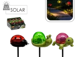 Solárny záhradný LED zápich v tvare korytnačky, slimáka a lienky – teplá biela