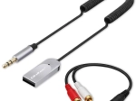 bezdrôtový Bluetooth 6.0 audio prijímač pre domov a auto s 2× RCA, 3,5 mm AUX a USB napájaním, mikrofón