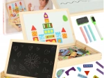 Drevená magnetická a kriedová tabuľa 2v1 – motív mesto