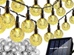 Solárny svetelný reťaz s teplým žltým svetlom 12m