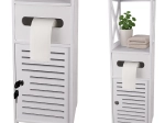 Kúpeľňová skrinka Ruhhy so zásobníkom na toaletný papier a zámkom na kľúč, biela