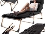 Skladacie turistické lehátko LUARO s matracom 193 cm čierne