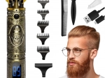 Zlatý zastrihávač vlasov a fúzov 4v1 SOULIMA s LCD displejom