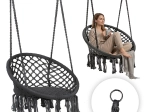 Závesné kreslo boho do záhrady, sivé, MultiGarden
