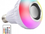 farebná LED žiarovka RGB E27 s Bluetooth reproduktorom a diaľkovým ovládaním