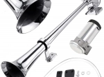 Pneumatický klaksón 150 dB s chrómovanou trúbkou a kompresorom 12 V