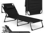 Záhradné lehátko skladacie s vankúšom, čierne, MultiGarden