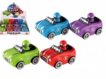 Stlač a choď pretekárske auto/autíčko plastové 10 cm na zotrvačník 4 farby