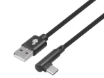 USB na USB-C kábel 1,5m s pravým uhlom, čierny pletený
