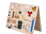 Drevená manipulatívna a senzorická detská doska