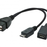 usb otg adaptér micro‑usb na usb 2.0 s prídavným napájaním 15 cm