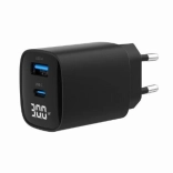 GaN rýchlonabíjačka 30 W s USB‑C a USB‑A, LCD displej, čierna