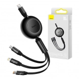 Baseus Bright Mirror 4 vysúvací 3v1 kábel USB-C / Lightning / Micro USB 100 W, 1,1 m, čierny