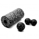 Masážna sada 3v1 s valčekom a loptami – Čierno-biely