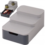 Trojposchodový kuchynský organizér so zásuvkou, sivý plast