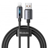 USB kábel McDodo s LED osvetlením 1.2m čierny