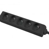 Predlžovací kábel 3m, čierna, 5 zásuviek, medený kábel