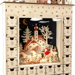 Small Foot drevený adventný kalendár Zimný sen s LED osvetlením