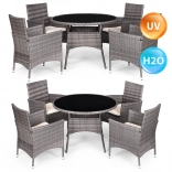 Záhradný nábytok z polyratanu – 4 stoličky + okrúhly stôl MultiGarden