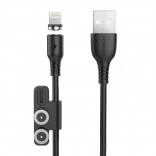 Magnetický nabíjací kábel 3v1 FONENG X62, USB na USB‑C / Lightning / Micro USB, 2,4 A, 1 m, čierny