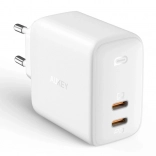 Sieťová nabíjačka AUKEY Omnia Duo PA-B4, 2× USB‑C, Power Delivery 3.0, GaN, 65 W, biela